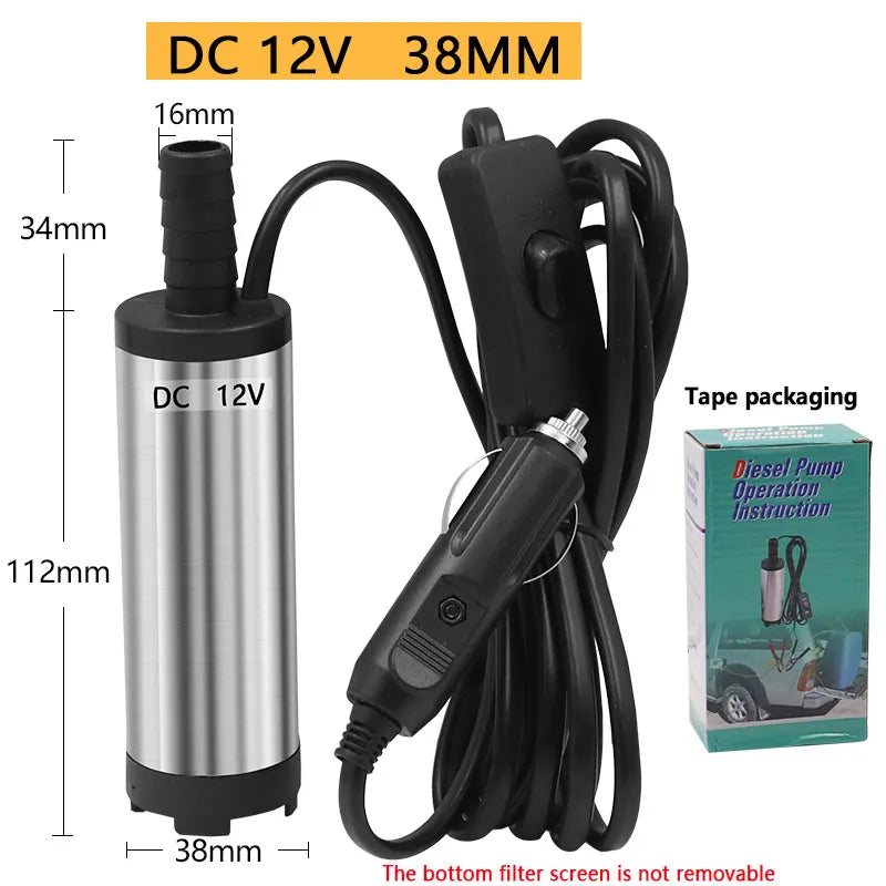 Camping Fishing Submersible Transfer Pump for (Diesel Fuel Water Oil Car)