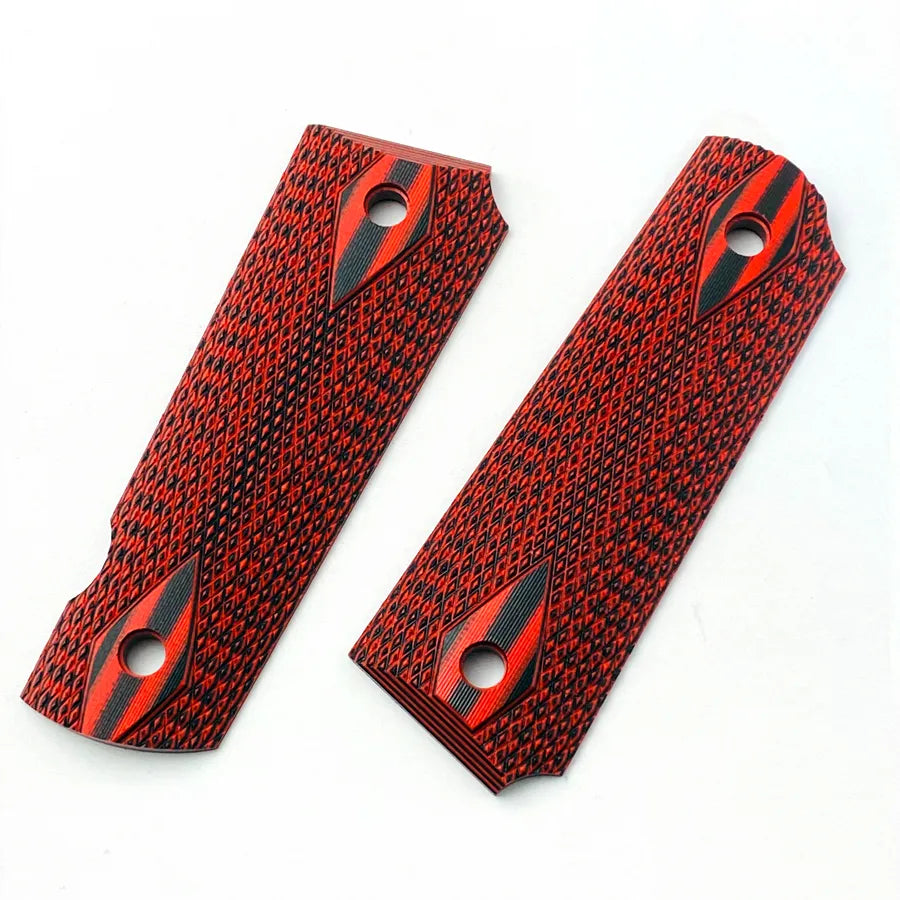 2Pieces 1911 Patch Red G10 Grid Grips