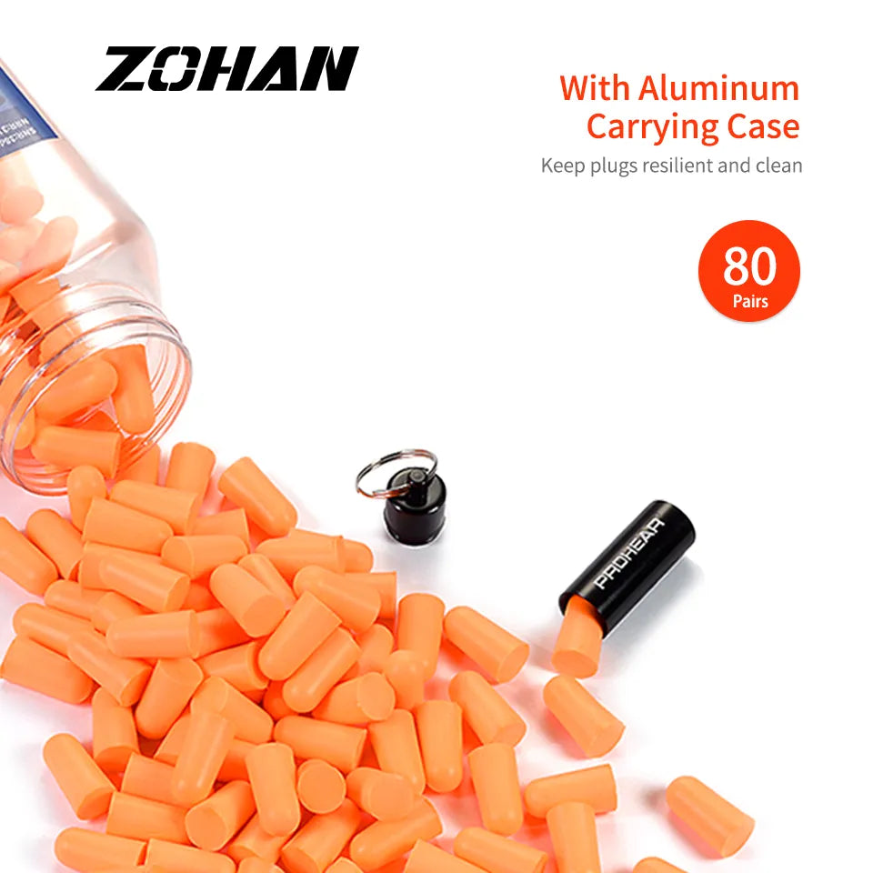 ZOHAN 80 Pairs Foam Ear Plugs reusable with aluminum Carrying Case