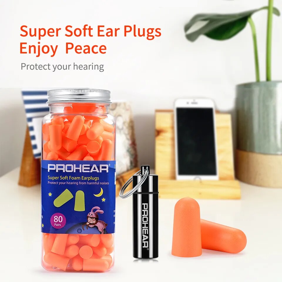 ZOHAN 80 Pairs Foam Ear Plugs reusable with aluminum Carrying Case