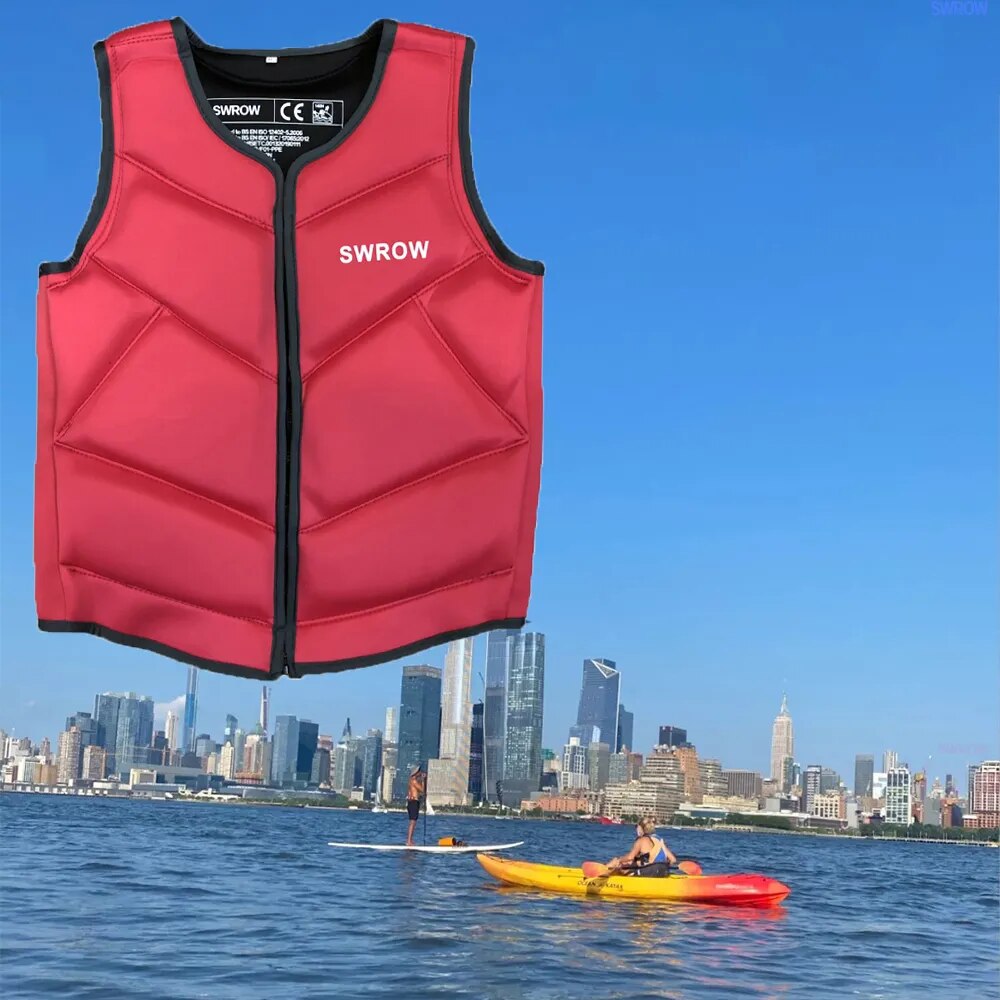SWROW Life Jacket Fishing Vest Water Sports Kayaking Swimming Surf Drifting Adult Life Jacket Neoprene Safety Vest Rescue Boats