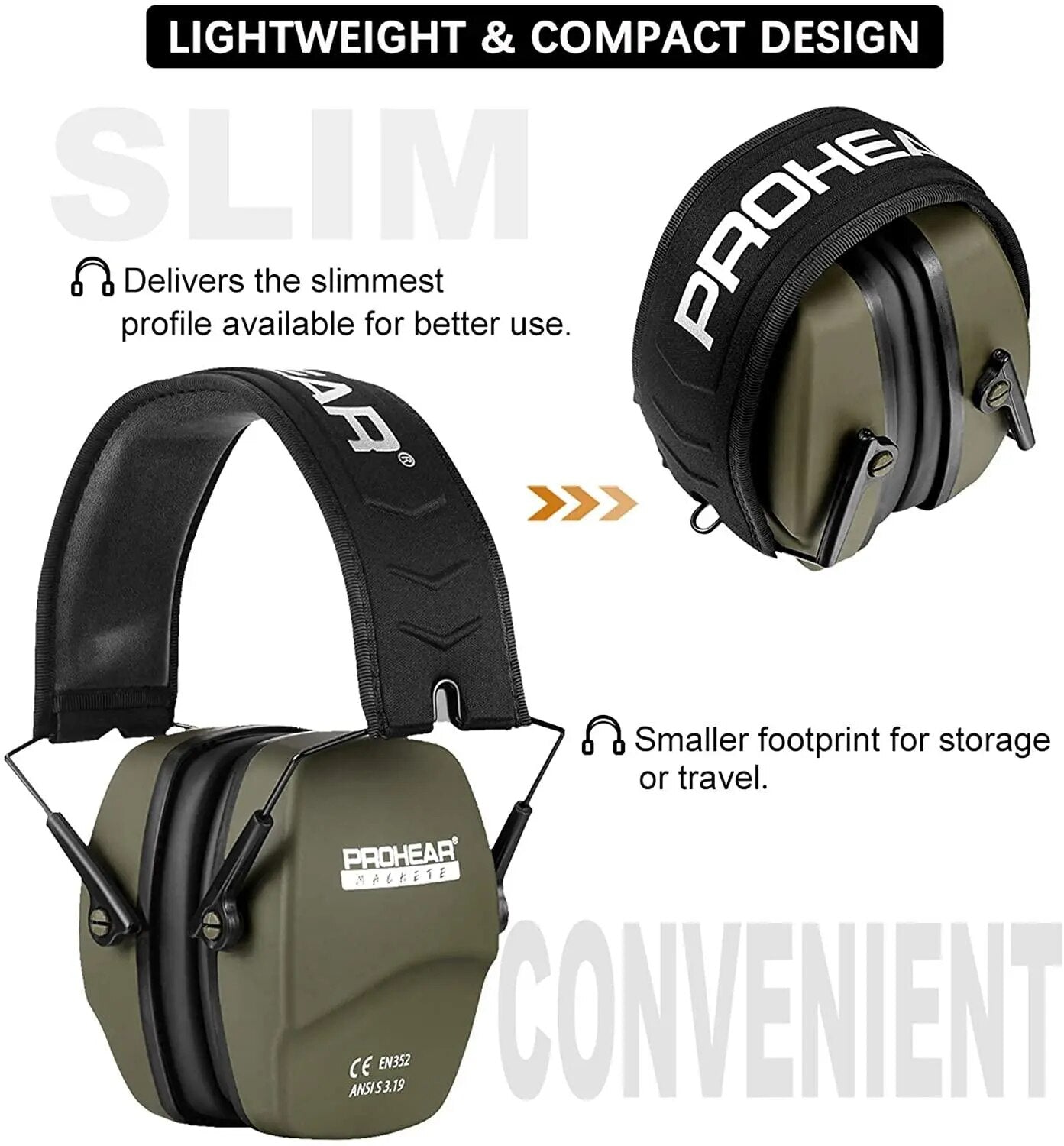 ZOHAN Ear Protection Safety Earmuffs Noise Reduction Slim