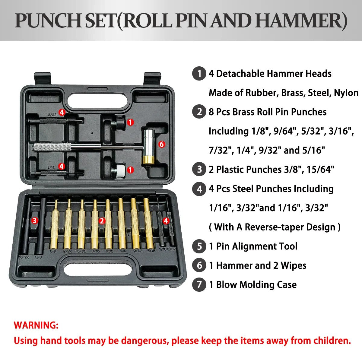 BESTNULE 19 Pcs Roll Pin Punch Set Including Bench Block and Gun Cleaning Mat