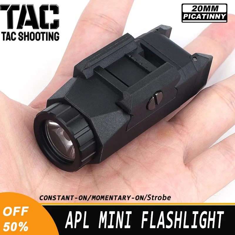 APL MINI Tactical Flashlight 400 Lumens Fit 20mm Rail