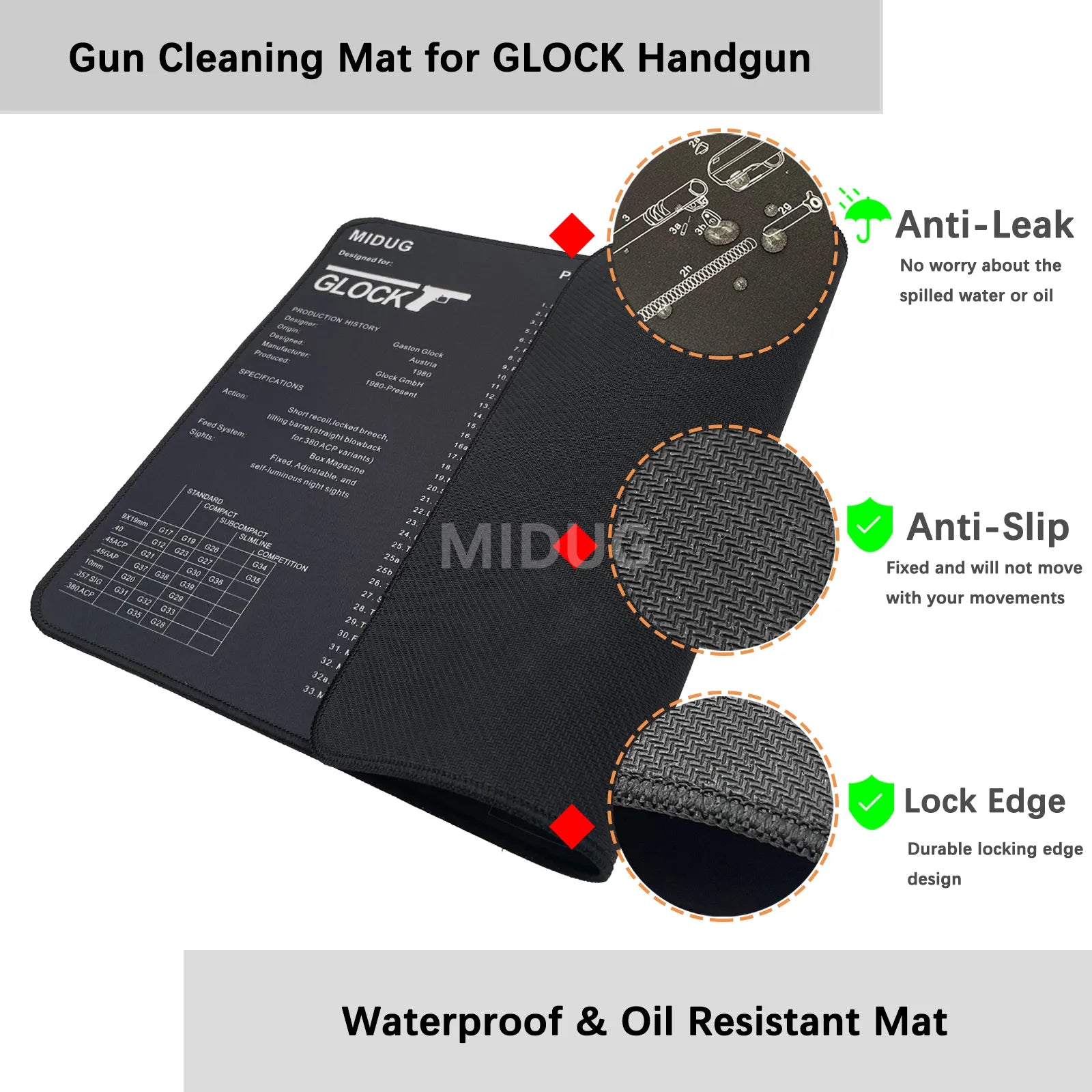 Cleaning Mouse Pad Rubber Mat for AR-15 Remington 870 1911 GLOCK M&P