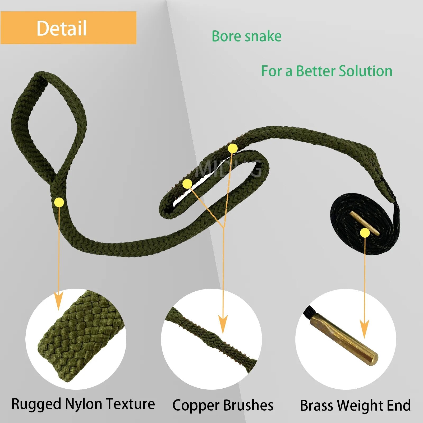 MIDUG barrel Cleaning rope for .38 Cal .357 Cal .380 Cal & 9mm Bore