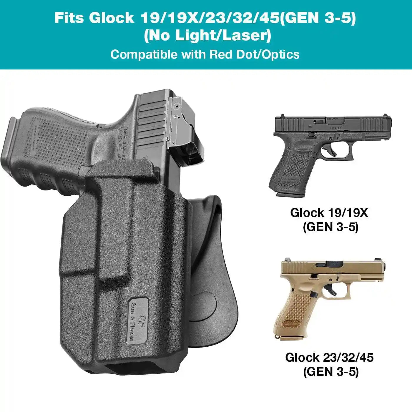 Holster for Glock 19 19X 23 32 44 45 Polymer Thumb Release OWB