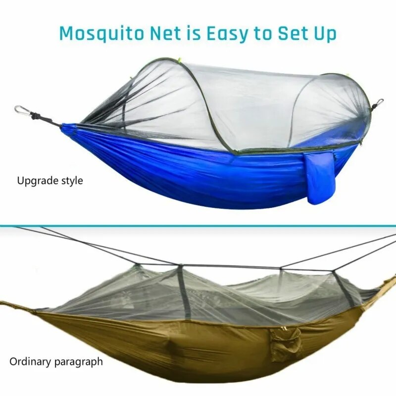 Camping Parachute Hammock with Mosquito Net & Pop-Up Light