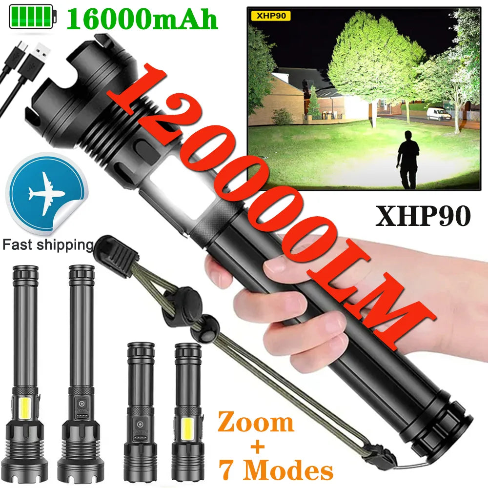 Rechargeable Super Bright High Lumens Zoomable LED Flashlight