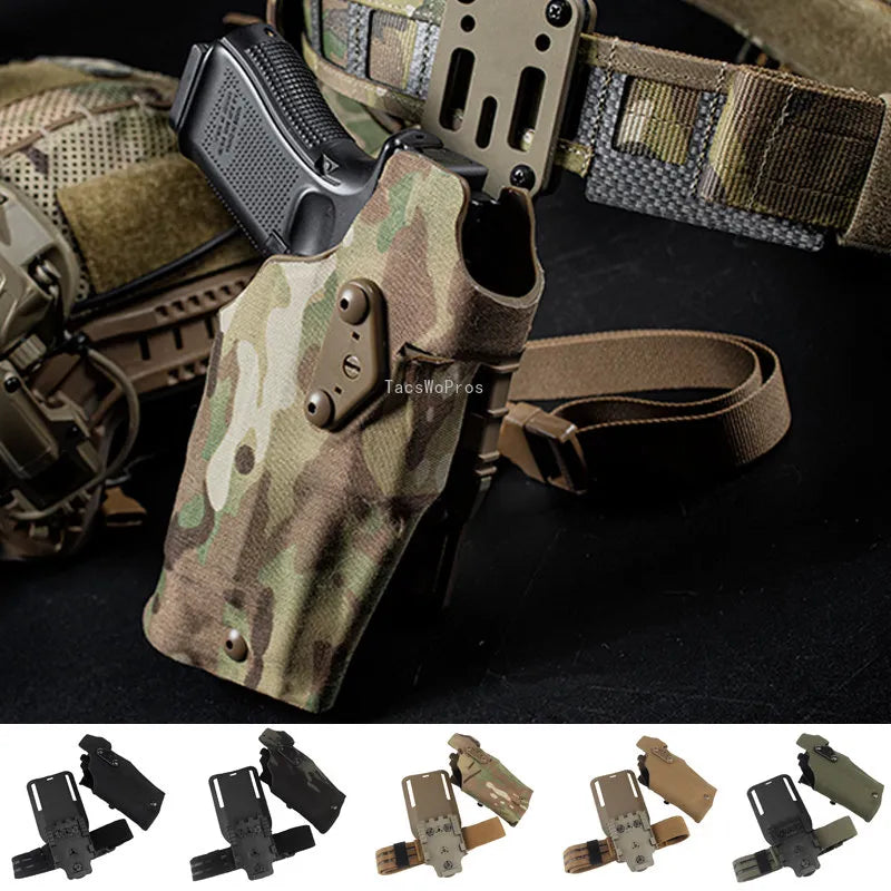 Quick Release Drop Leg Holsters for Glock 17/19 with X300/X300U Flashlight