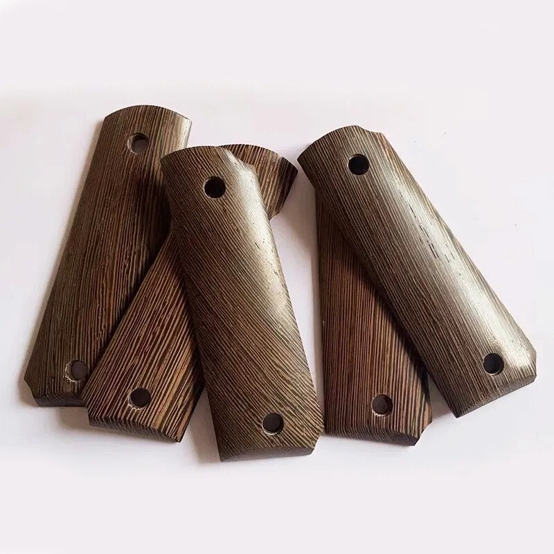 2Pieces 1911 Natural Wenge Wooden Textured Handle Grips