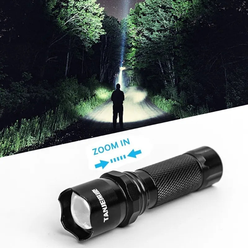LED 3 Modes Telescopic Zoom Flashlight USB Charging Ultra-bright