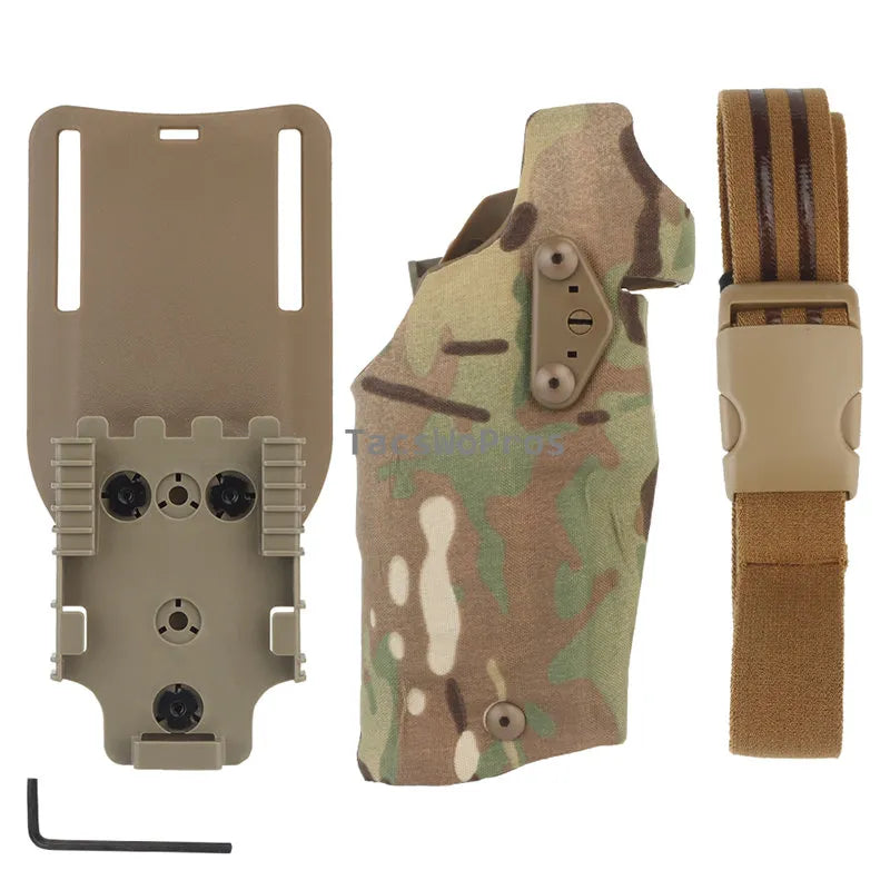 Quick Release Drop Leg Holsters for Glock 17/19 with X300/X300U Flashlight