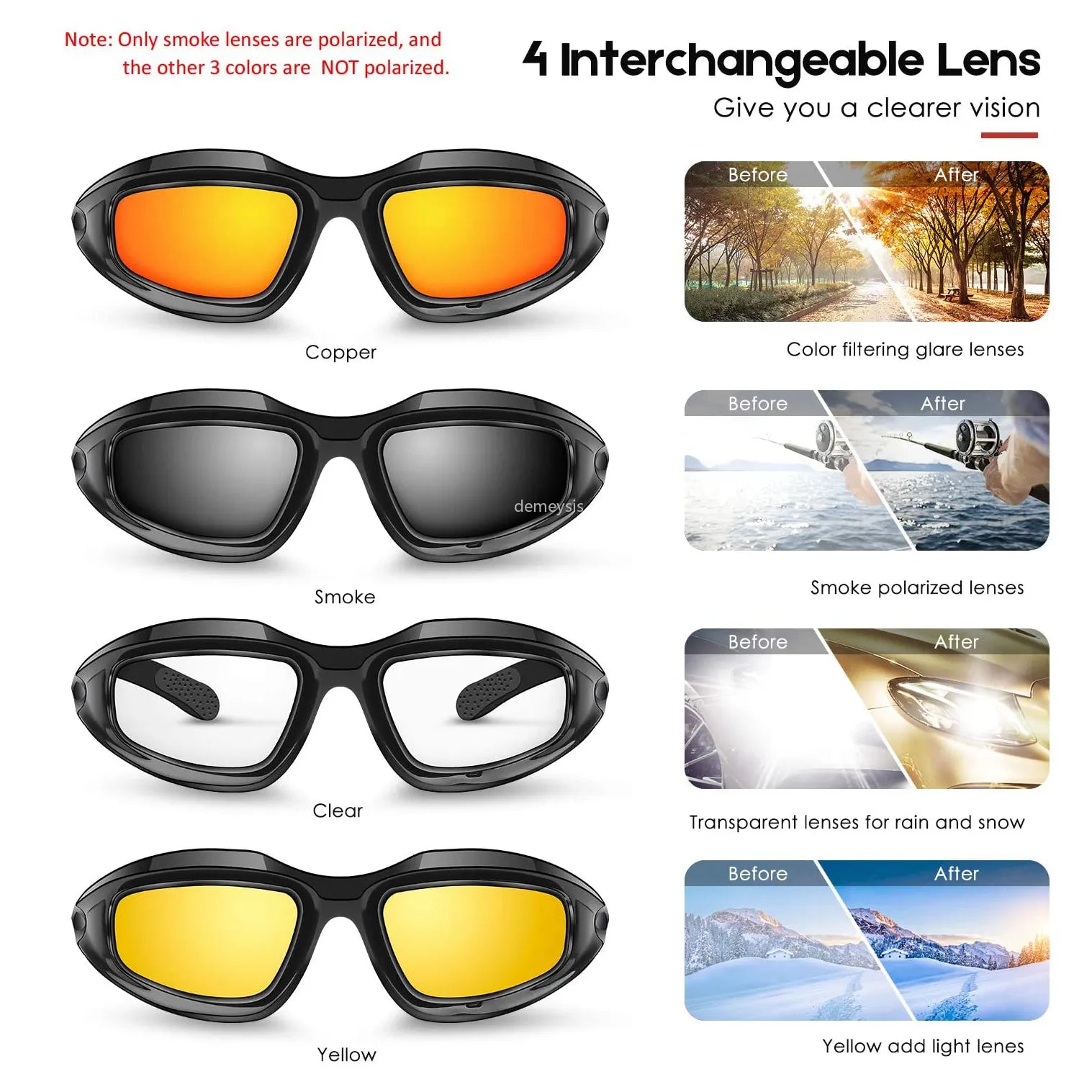 Desert 4 Lenses UV Protect Sports Hunting Goggles