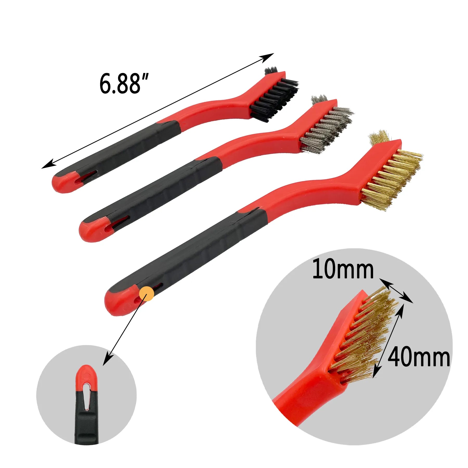 3 Pieces Cleaning Brush Kit  Brass Copper Nylon Single End Brush