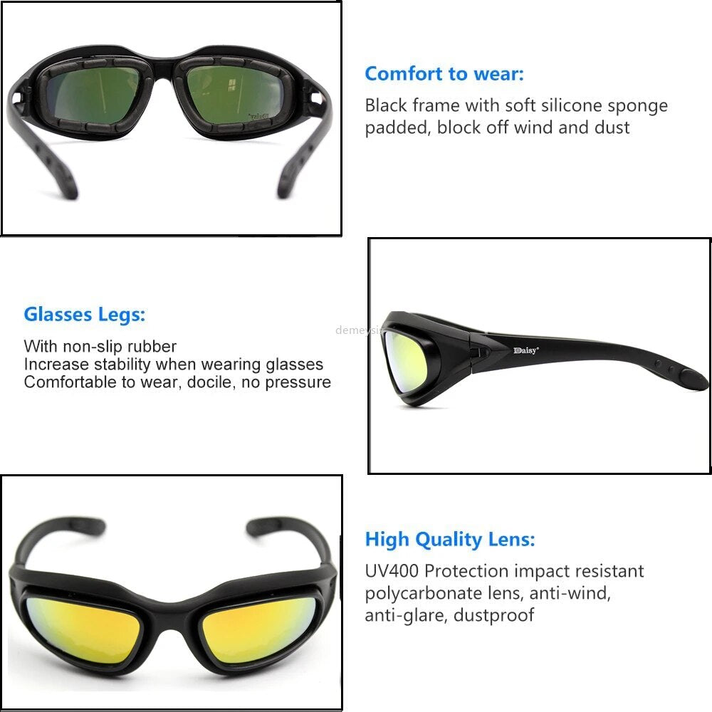 Desert 4 Lenses UV Protect Sports Hunting Goggles