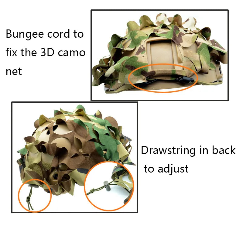 3D Camo Net Airsoft Helmet Cover Laser Cut Nylon