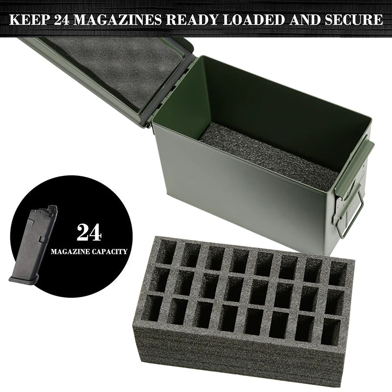 24 Pistol Magazine Holder in .50Cal Ammo Can