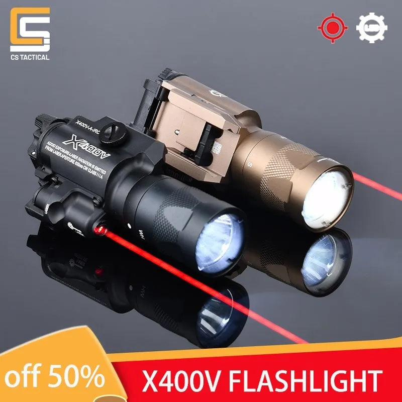 Pistol Flashlight with Red Laser