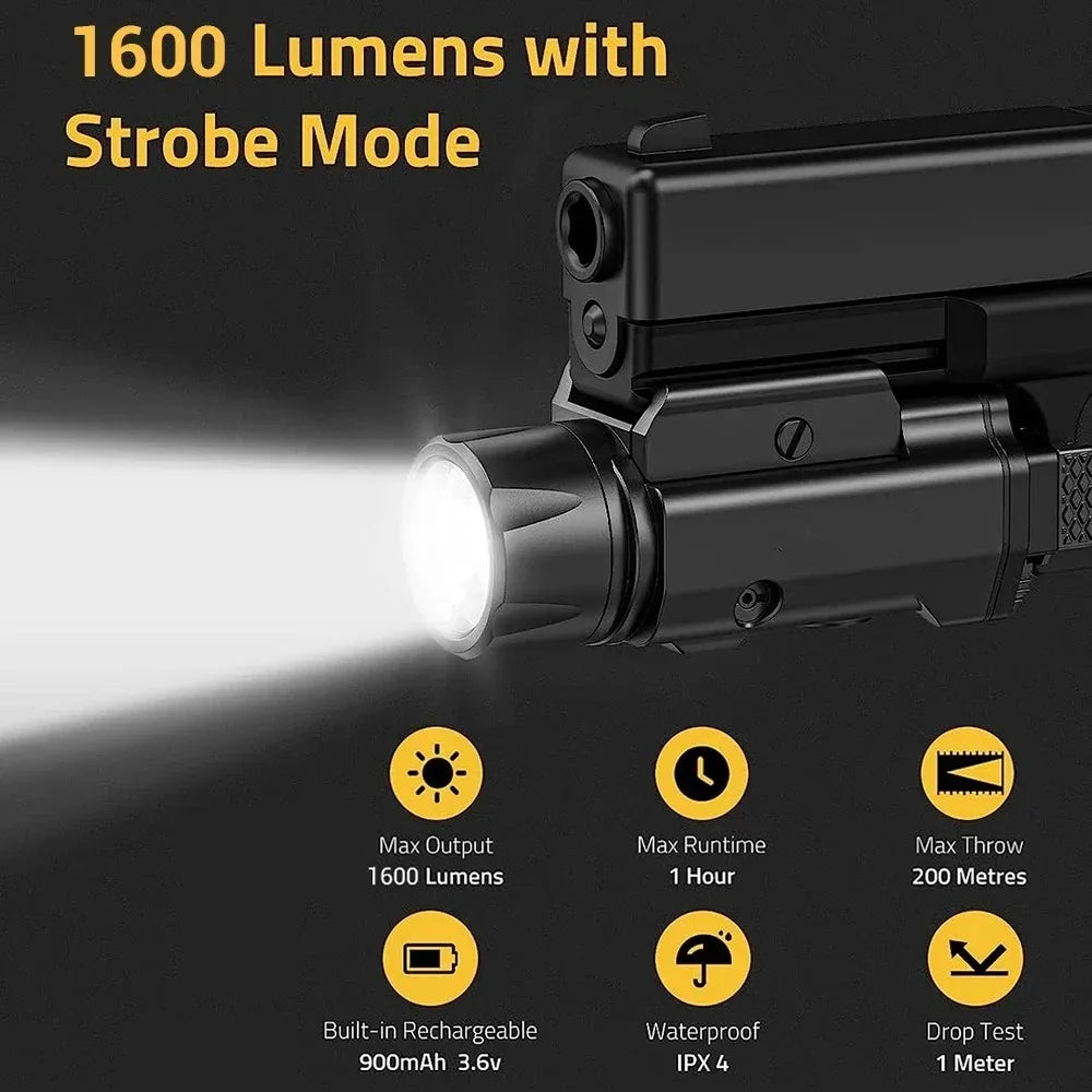 1600 Lumens Weapon Light Magnetic Rechargeable
