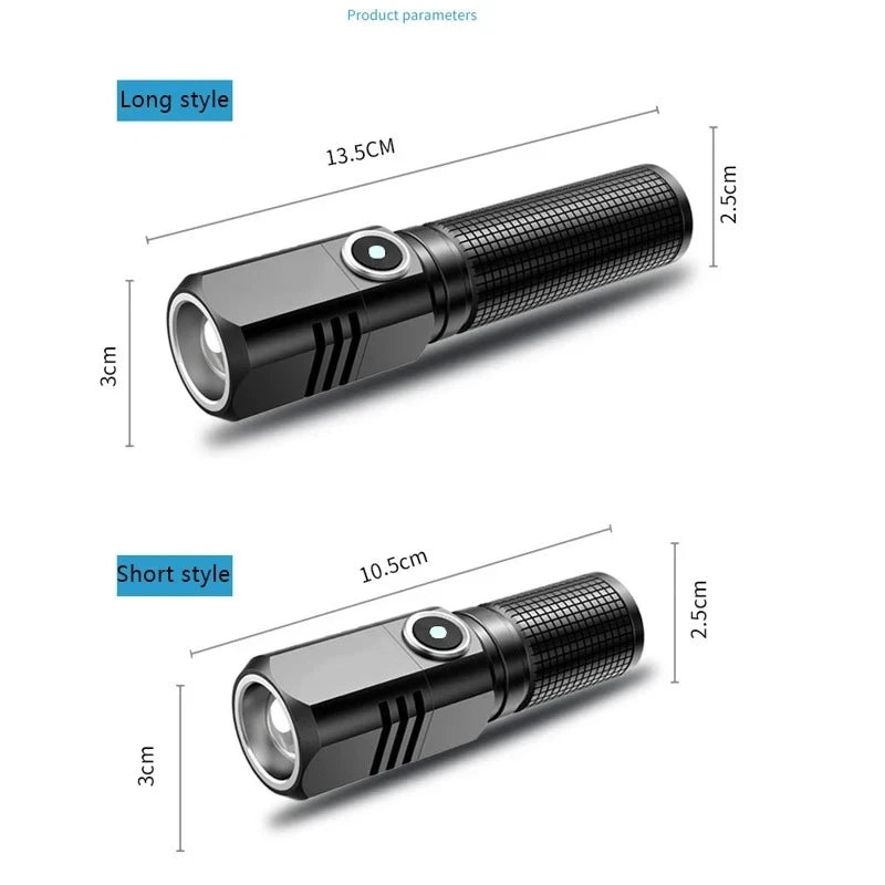 USB Rechargeable Zoom Tactical Flashlight