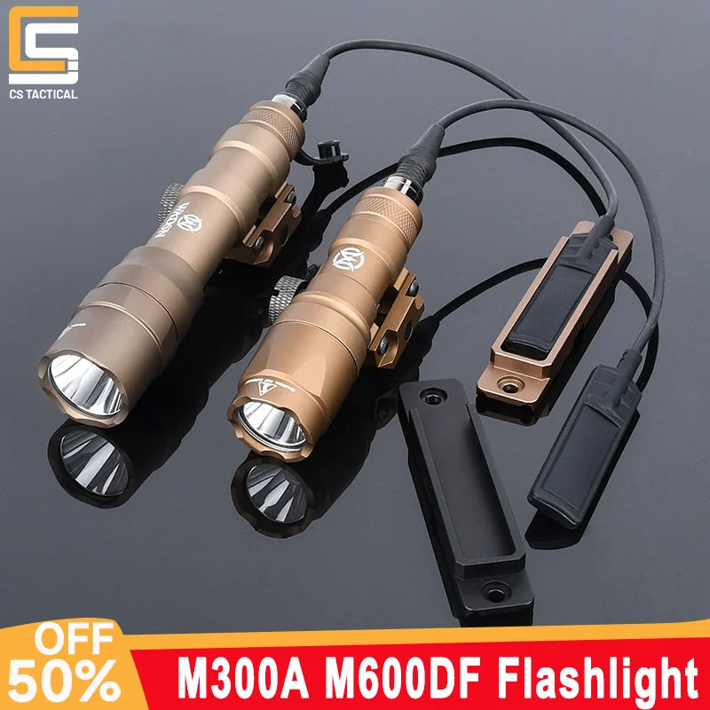 Tactical Flashlight White Light Metal Tail Switch Fit M-Lok Keymod Rail