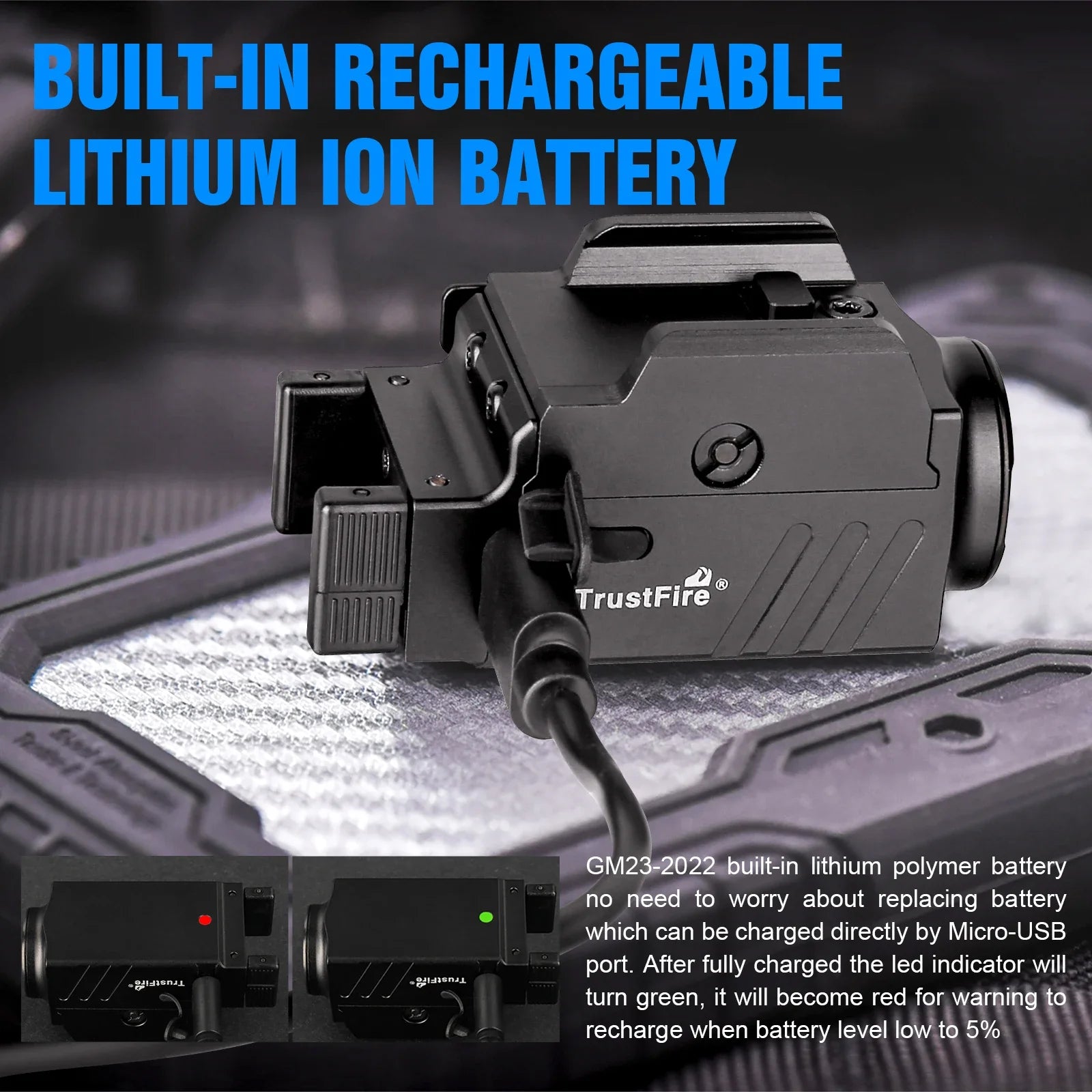 800 Lumen Mini LED Gun Light USB Rechargeable