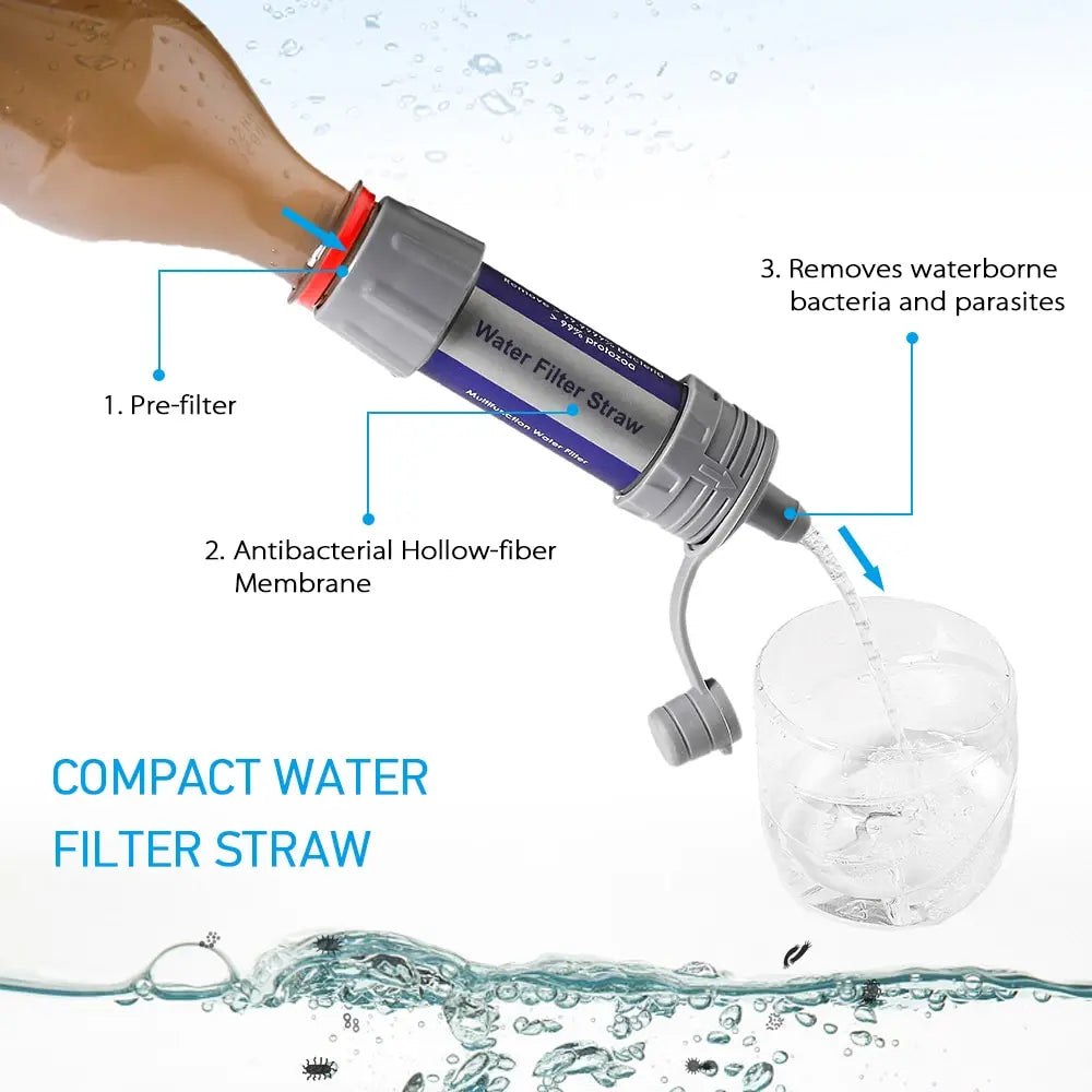 1/2pcs Outdoor Water Filter Straw  Water Purifier for Emergency Preparedness Camping